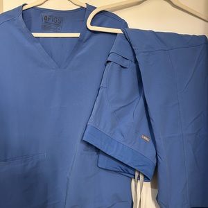 Figs XL Ceil Blue Scrub Set- Kade Tall Pants, Casma 3-pocket top